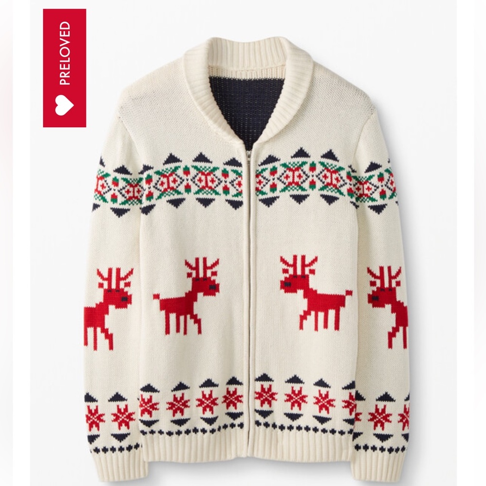 Hanna Andersson Dear Deer Sweater Jacket in Cotton & Merino Perfect Condition